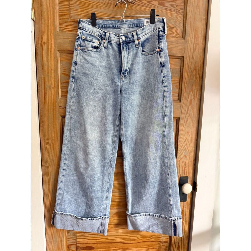 Gap High Rise Wide Leg Cuffed Jeans Size 29 / 8